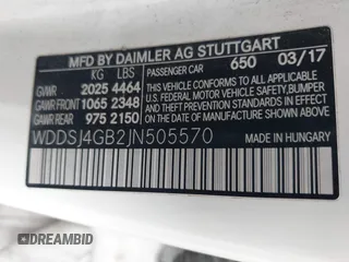 2018 Mercedes-Benz CLA 250 with VIN WDDSJ4GB2JN505570, listed as a IAAI auction lot 41946601 with 124,619 mi miles and . Bid and sale history available at DreamBid. Image 9.