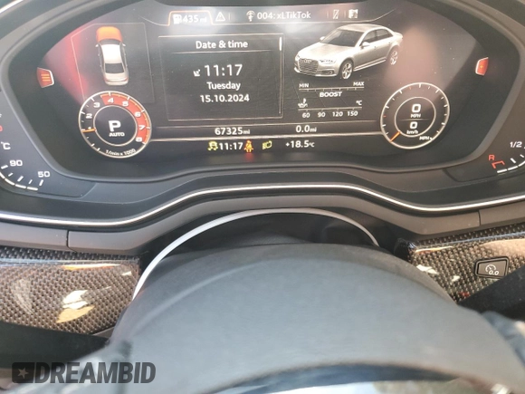 2018 Audi S4 Prestige with VIN WAUC4AF44JA002599, listed as a Copart auction lot 76480454 with 67,325 mi miles and Salvage Title. Bid and sale history available at carsss.com. Image 9.