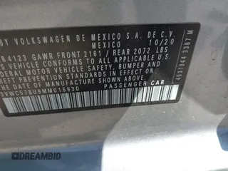 2021 Volkswagen Jetta S z VIN 3VWC57BU9MM015930, wystawiony jako IAAI lot #42020727 z przebiegiem 67 982 mil mil oraz . Historia ofert i sprzedaży dostępna na DreamBid. Obrazek 9.