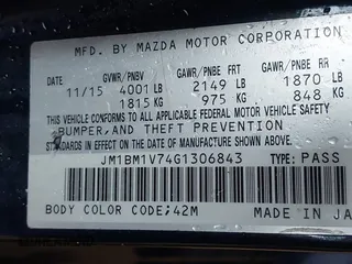 2016 Mazda 3 i Touring with VIN JM1BM1V74G1306843, listed as a IAAI auction lot 42358429 with 168,412 mi miles and . Bid and sale history available at DreamBid. Image 9.