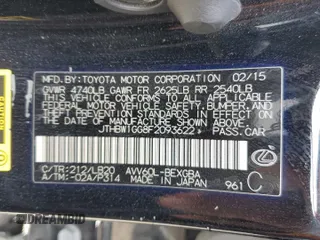 2015 Lexus ES 300h with VIN JTHBW1GG8F2093622, listed as a Copart auction lot 53394155 with 161,149 mi miles and Salvage title. Bid and sale history available at DreamBid. Image 13.