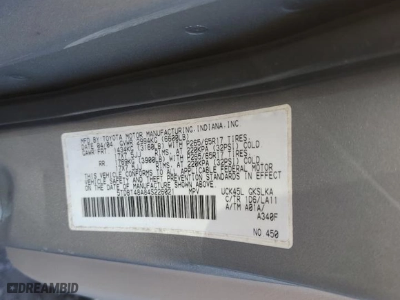 2004 Toyota Sequoia Limited with VIN 5TDBT48A84S226021, listed as a Copart auction lot 47307055 with 209,545 mi miles and Salvage Title. Bid and sale history available at carsss.com. Image 15.