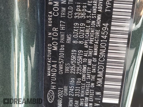 2022 Genesis GV70 Sport с VIN KMUMCDTC9NU014594, выставлен на аукционе Copart как лот 56341715 с пробегом Не указан миль и Списание • Salvage title. История ставок и продаж доступна на DreamBid. Изображение 12.