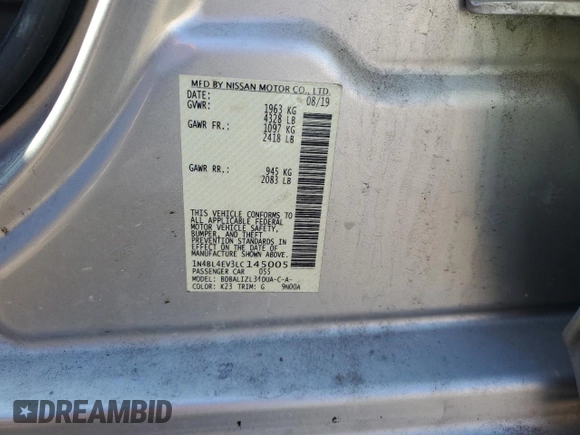 2020 Nissan Altima 2.5 SL with VIN 1N4BL4EV3LC145005, listed as a Copart auction lot 46778725 with 131,154 mi miles and Salvage Title. Bid and sale history available at carsss.com. Image 13.