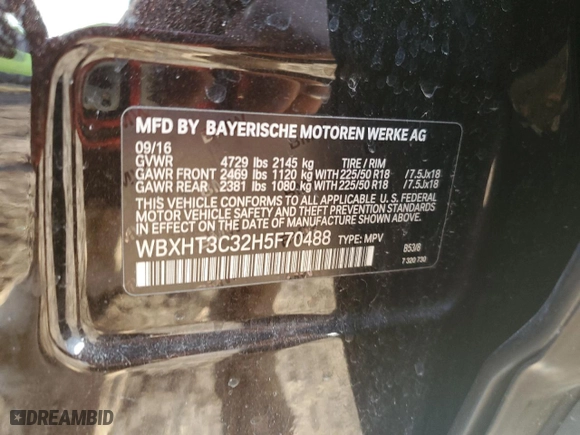 2017 BMW X1 xDrive28i with VIN WBXHT3C32H5F70488, listed as a Copart auction lot 47505115 with 0 mi miles and Salvage Title. Bid and sale history available at carsss.com. Image 13.