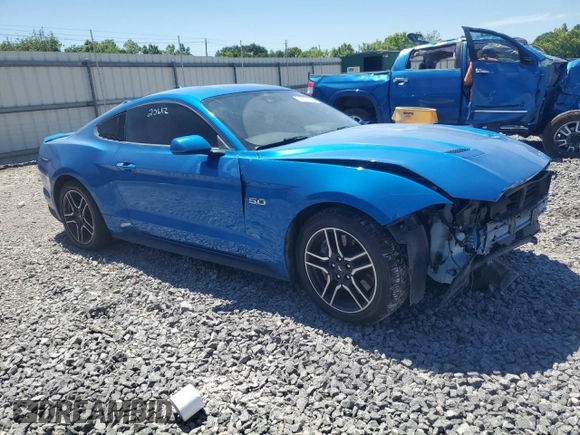 2021 Ford Mustang GT with VIN 1FA6P8CF2M5128677, listed as a Copart auction lot 57793995 with 68,095 mi miles and Salvage title. Bid and sale history available at DreamBid. Image 4.