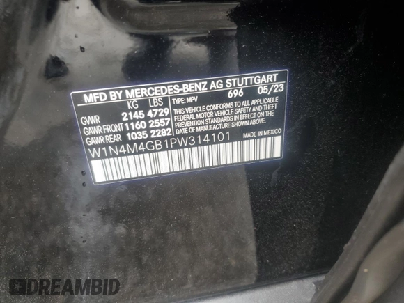 2023 Mercedes-Benz GLB 250 с VIN W1N4M4GB1PW314101, выставлен на аукционе Copart как лот 51903625 с пробегом 11 571 миль миль и Списание • Salvage title. История ставок и продаж доступна на DreamBid. Изображение 13.