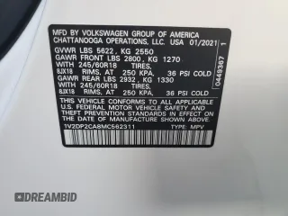 2021 Volkswagen Atlas SE z VIN 1V2DP2CA8MC562311, wystawiony jako Copart lot #76191734 z przebiegiem 34 756 mil mil oraz Szkoda całkowita • Salvage title. Historia ofert i sprzedaży dostępna na DreamBid. Obrazek 13.