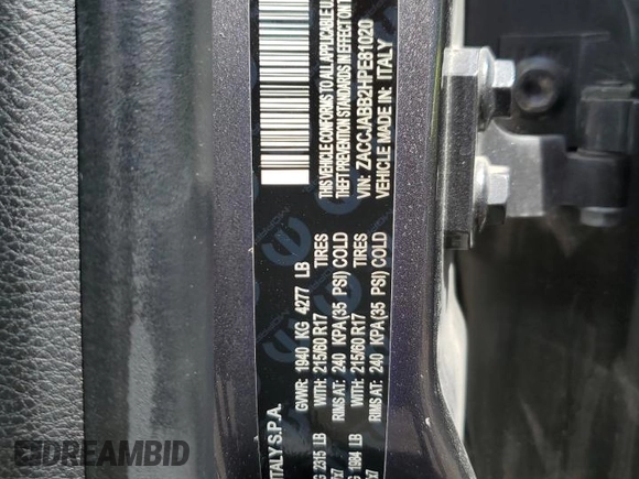 2017 Jeep Renegade Altitude with VIN ZACCJABB2HPE81020, listed as a Copart auction lot 55526015 with 98,205 mi miles and Salvage title. Bid and sale history available at DreamBid. Image 12.