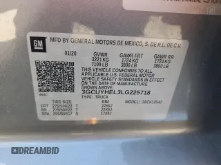 2020 Chevrolet Silverado 1500 High Country with VIN 3GCUYHEL3LG225718, listed as a Copart auction lot 70046254 with 51,594 mi miles and Salvage Title. Bid and sale history available at carsss.com. Image 12.