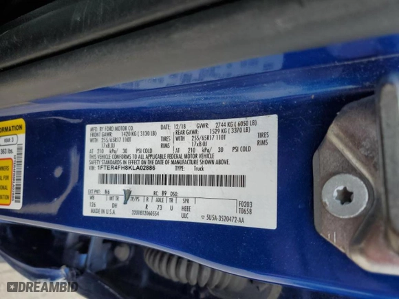 2019 Ford Ranger XL with VIN 1FTER4FH8KLA02886, listed as a Copart auction lot 47600795 with 49,455 mi miles and Salvage Title. Bid and sale history available at carsss.com. Image 12.