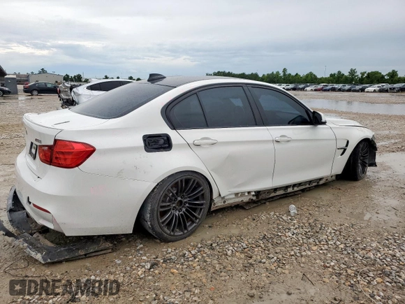 2015 BMW M3 with VIN WBS3C9C53FP804852, listed as a Copart auction lot 60837835 with Not provided miles and Salvage title. Bid and sale history available at DreamBid. Image 3.