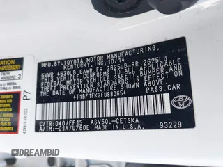 2015 Toyota Camry XLE with VIN 4T1BF1FK2FU880654, listed as a IAAI auction lot 42017935 with 146,152 mi miles and . Bid and sale history available at DreamBid. Image 9.