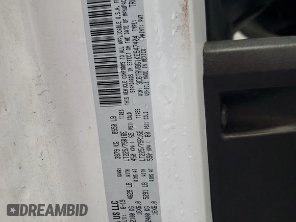 2019 Ram ProMaster Cargo with VIN 3C6TRVBG1KE547404, listed as a Copart auction lot 52637575 with 112,929 mi miles and Clean Title. Bid and sale history available at DreamBid. Image 14.