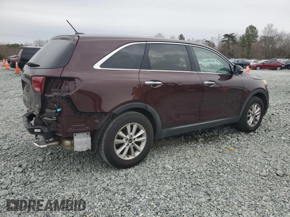 2019 Kia Sorento LX with VIN 5XYPG4A36KG444345, listed as a Copart auction lot 48313225 with 54,860 mi miles and Salvage Title. Bid and sale history available at carsss.com. Image 3.