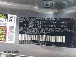 2019 Toyota Sienna SE z VIN 5TDEZ3DC9KS215829, wystawiony jako IAAI lot #42436801 z przebiegiem 126 585 mil mil oraz . Historia ofert i sprzedaży dostępna na DreamBid. Obrazek 9.