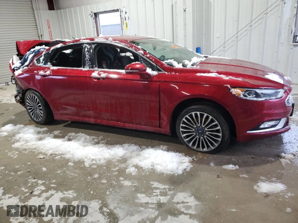 2017 Ford Fusion Titanium with VIN 3FA6P0K97HR154899, listed as a Copart auction lot 44807945 with 0 mi miles and Salvage Title. Bid and sale history available at carsss.com. Image 4.