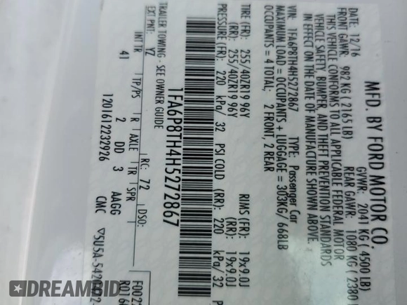 2017 Ford Mustang EcoBoost z VIN 1FA6P8TH4H5272867, wystawiony jako Copart lot #53042265 z przebiegiem 140 784 mil mil oraz Szkoda całkowita • Salvage title. Historia ofert i sprzedaży dostępna na DreamBid. Obrazek 12.