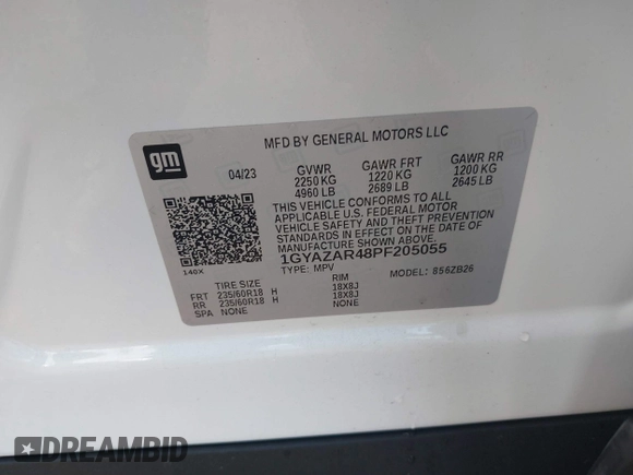 2023 Cadillac XT4 FWD Luxury with VIN 1GYAZAR48PF205055, listed as a IAAI auction lot 41915442 with 42,652 mi miles. Bid and sale history available at carsss.com. Image 9.