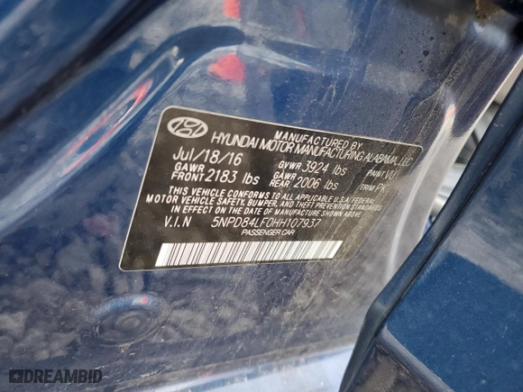 2017 Hyundai Elantra SE with VIN 5NPD84LF0HH107937, listed as a Copart auction lot 50074435 with 79,018 mi miles and Salvage Title. Bid and sale history available at carsss.com. Image 12.