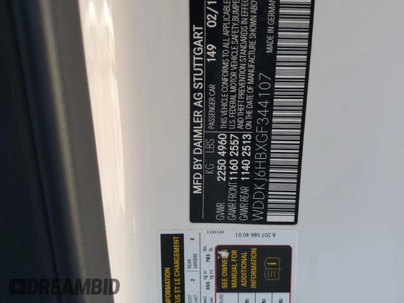 2016 Mercedes-Benz E-Class E 400 with VIN WDDKJ6HBXGF344107, listed as a Copart auction lot 80286004 with 42,964 mi miles and Salvage Title. Bid and sale history available at carsss.com. Image 14.