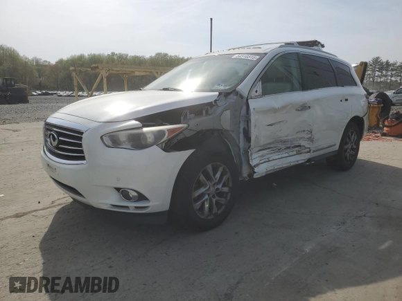 2013 Infiniti JX35 with VIN 5N1AL0MM5DC340267, listed as a Copart auction lot 54510315 with 93,829 mi miles and Salvage Title. Bid and sale history available at DreamBid. Image 1.