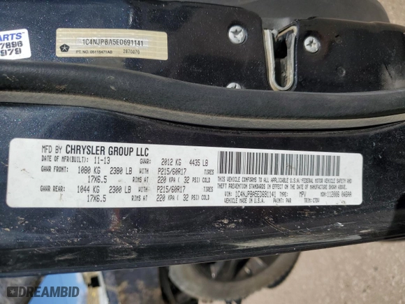 2014 Jeep Patriot Altitude with VIN 1C4NJPBA5ED691141, listed as a Copart auction lot 50811095 with 0 mi miles and Salvage Title. Bid and sale history available at carsss.com. Image 15.