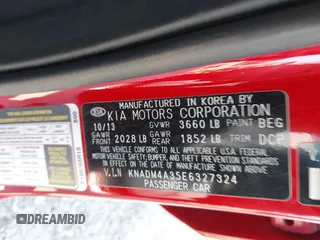 2014 Kia Rio LX with VIN KNADM4A35E6327324, listed as a IAAI auction lot 41893805 with 129,330 mi miles. Bid and sale history available at carsss.com. Image 9.