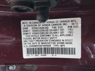 2015 Honda CR-V EX with VIN 2HKRM4H50FH649604, listed as a IAAI auction lot 41877999 with 76,196 mi miles and . Bid and sale history available at DreamBid. Image 9.