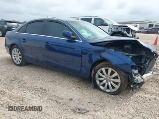 2013 Audi A4 Premium with VIN WAUAFAFL5DA123641, listed as a IAAI auction lot 40809477 with 1 mi miles. Bid and sale history available at carsss.com. Image 1.