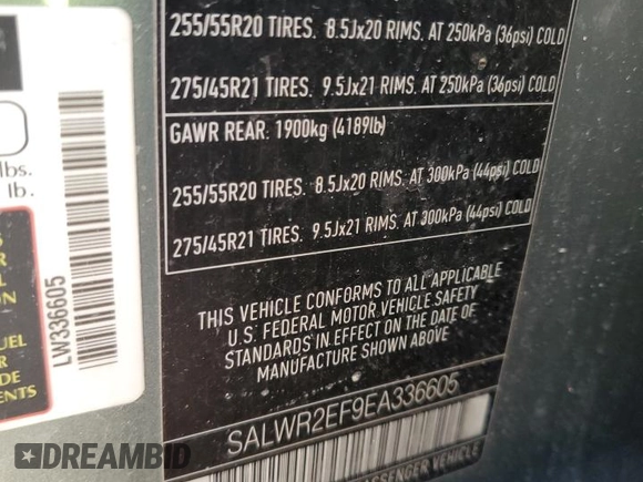 2014 Land Rover Range Rover Sport Supercharged with VIN SALWR2EF9EA336605, listed as a Copart auction lot 48947995 with 99,856 mi miles and Salvage Title. Bid and sale history available at DreamBid. Image 14.