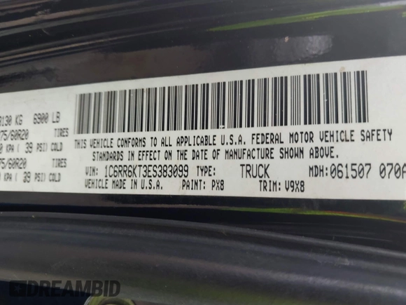 2014 Ram 1500 Express z VIN 1C6RR6KT3ES383099, wystawiony jako IAAI lot #41665232 z przebiegiem 139 043 mil mil oraz . Historia ofert i sprzedaży dostępna na DreamBid. Obrazek 9.