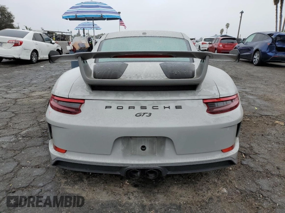 2018 Porsche 911 GT3 with VIN WP0AC2A91JS175089, listed as a Copart auction lot 81383754 with 15,702 mi miles and Salvage Title. Bid and sale history available at DreamBid. Image 6.