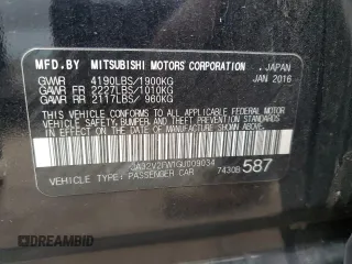 2016 Mitsubishi Lancer SE with VIN JA32V2FW1GU009034, listed as a Copart auction lot 75628764 with 129,778 mi miles and Salvage Title. Bid and sale history available at DreamBid. Image 12.