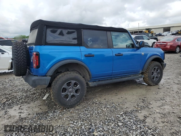 2021 Ford Bronco with VIN 1FMDE5BH9MLB02593, listed as a Copart auction lot 59632675 with 64,833 mi miles and Salvage title. Bid and sale history available at DreamBid. Image 3.