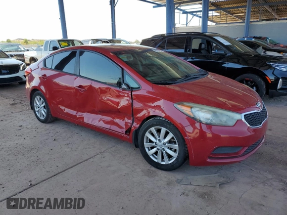 2014 Kia Forte LX with VIN KNAFX4A62E5097189, listed as a Copart auction lot 48548465 with 93,600 mi miles and Salvage Title. Bid and sale history available at carsss.com. Image 4.