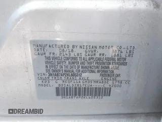 2019 Nissan Sentra SV with VIN 3N1AB7AP2KL605312, listed as a IAAI auction lot 41655360 with Not Provided miles and . Bid and sale history available at DreamBid. Image 9.