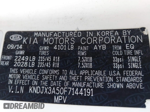 2015 Kia Soul + with VIN KNDJX3A50F7144191, listed as a IAAI auction lot 42004492 with 199,417 mi miles and . Bid and sale history available at DreamBid. Image 9.