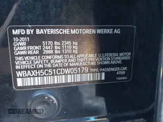 2012 BMW 5 Series 528i xDrive with VIN WBAXH5C51CDW05179, listed as a IAAI auction lot 41479229 with 160,871 mi miles. Bid and sale history available at carsss.com. Image 9.