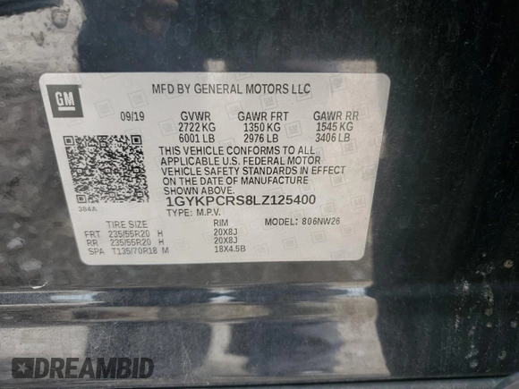 2020 Cadillac XT6 FWD Premium Luxury with VIN 1GYKPCRS8LZ125400, listed as a Copart auction lot 51339095 with 89,973 mi miles and Clean title. Bid and sale history available at DreamBid. Image 13.