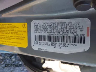 2002 Lexus LS 430 z VIN JTHBN30F820062070, wystawiony jako IAAI lot #41209699 z przebiegiem 154 311 mil mil oraz . Historia ofert i sprzedaży dostępna na DreamBid. Obrazek 9.