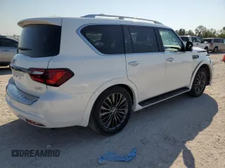 2021 Infiniti QX80 LUXE with VIN JN8AZ2AF2M9715442, listed as a Copart auction lot 75329304 with 26,125 mi miles and Salvage Title. Bid and sale history available at carsss.com. Image 3.
