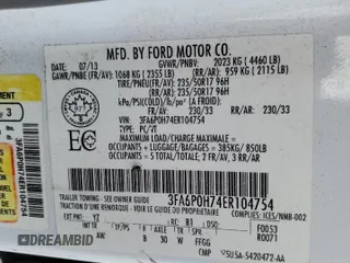 2014 Ford Fusion SE with VIN 3FA6P0H74ER104754, listed as a Copart auction lot 84275704 with Not Provided miles and Clean Title. Bid and sale history available at carsss.com. Image 12.