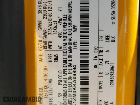 2019 Ford Transit Passenger XL z VIN 1FMZK1ZM0KKA09894, wystawiony jako Copart lot #61650455 z przebiegiem 100 779 mil mil oraz Szkoda całkowita • Salvage title. Historia ofert i sprzedaży dostępna na DreamBid. Obrazek 14.