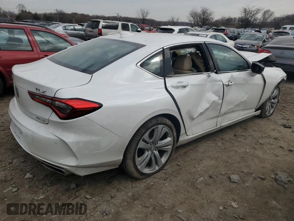 2021 Acura TLX w/Technology Package with VIN 19UUB6F45MA011831, listed as a Copart auction lot 46622925 with 51,058 mi miles and Salvage Title. Bid and sale history available at carsss.com. Image 3.