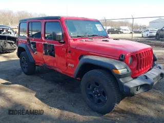 2018 Jeep Wrangler Unlimited Sport z VIN 1C4HJXDNXJW197207, wystawiony jako IAAI lot #41757166 z przebiegiem 60 911 mil mil oraz . Historia ofert i sprzedaży dostępna na DreamBid. Obrazek 1.