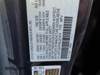 2021 Acura RDX with VIN 5J8TC2H37ML001814, listed as a Copart auction lot 83793424 with 66,613 mi miles and Salvage Title. Bid and sale history available at carsss.com. Image 12.