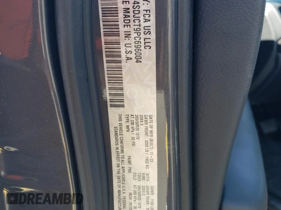 2023 Dodge Durango R/T Plus с VIN 1C4SDJCT9PC696004, выставлен на аукционе Copart как лот 60973305 с пробегом 11 201 миль миль и Списание • Salvage title. История ставок и продаж доступна на DreamBid. Изображение 14.