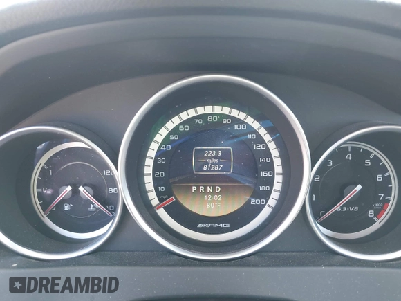 2012 Mercedes-Benz C 63 AMG with VIN WDDGF7HB2CA733599, listed as a IAAI auction lot 42094388 with 81,287 mi miles and . Bid and sale history available at carsss.com. Image 7.