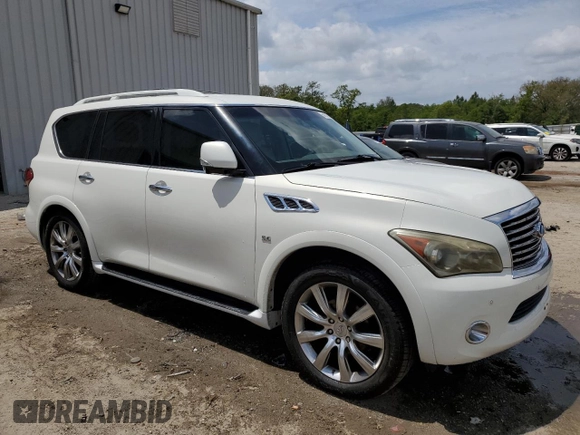 2014 Infiniti QX80 with VIN JN8AZ2NF4E9555558, listed as a Copart auction lot 54570895 with 123,433 mi miles and Salvage title. Bid and sale history available at DreamBid. Image 4.